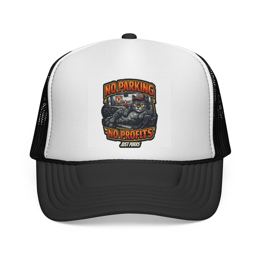 Trucker Cap — "No Parking No Profits" Vintage Cat Graphic