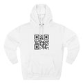QR Code Hoodie — "I can't help you but my corporate approval software can" Minimal Tech Humor Fleece Hoodie
