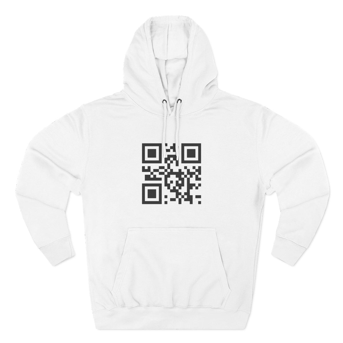 QR Code Hoodie — "I can't help you but my corporate approval software can" Minimal Tech Humor Fleece Hoodie