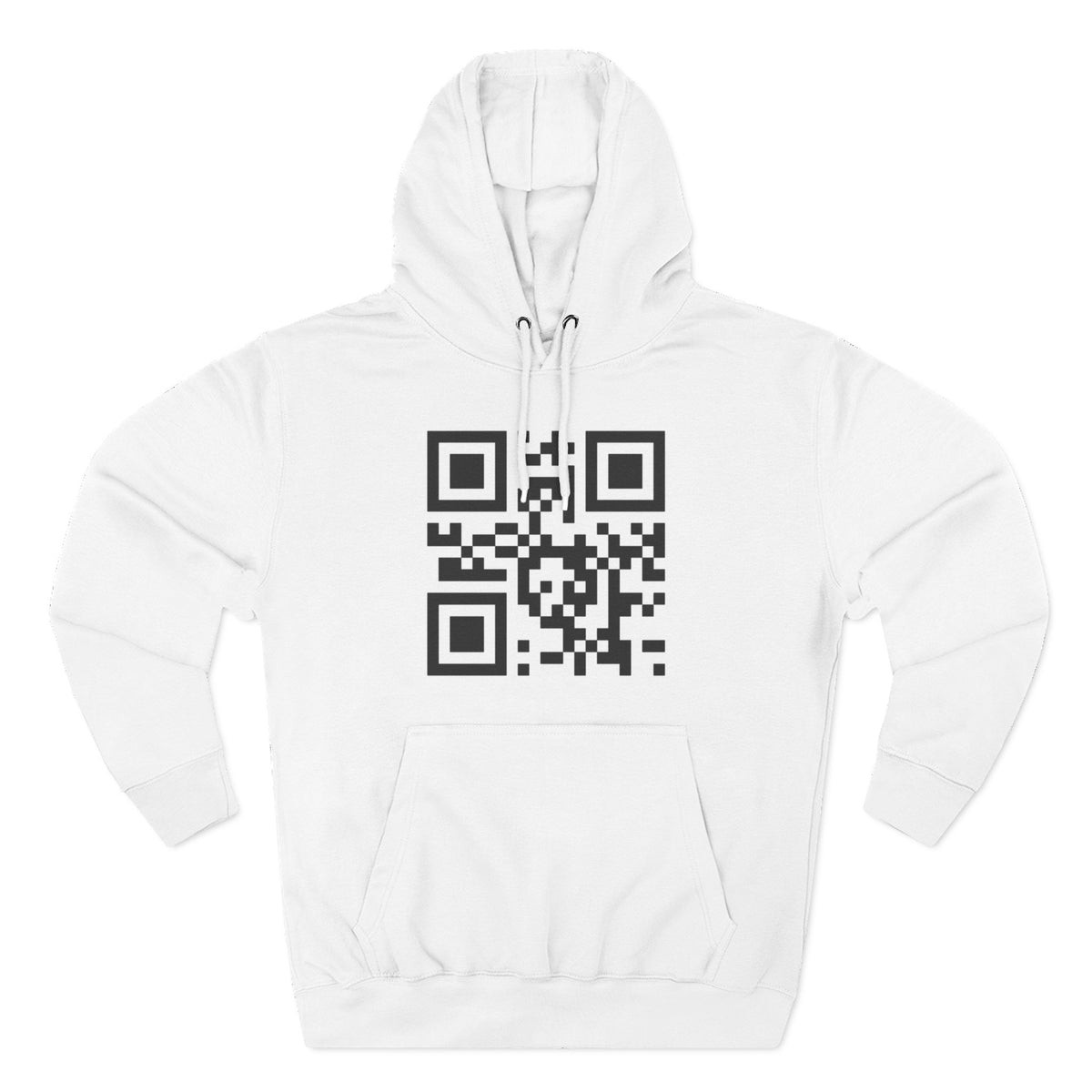 EYO QR Code Hoodie — "I can't help you but my corporate approval software can" Minimal Tech Humor Fleece Hoodie