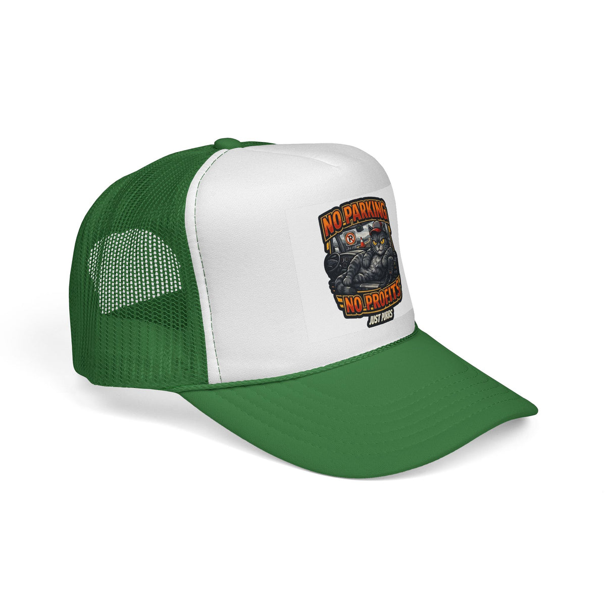 Trucker Cap — "No Parking No Profits" Vintage Cat Graphic