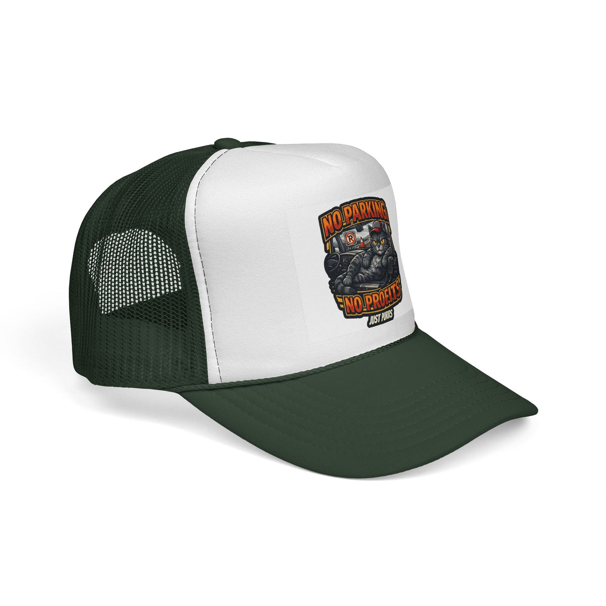 Trucker Cap — "No Parking No Profits" Vintage Cat Graphic